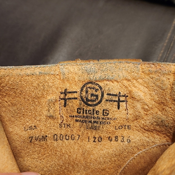 Circle G Distressed Shortie Leather Boots, Size 7.5 - Picture 11 of 11